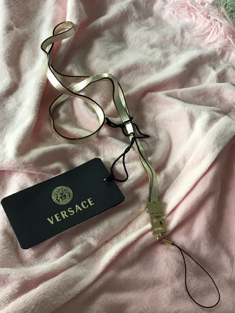 New Versace Gold Leather Strap For Mobile Phone 💯 Authentic